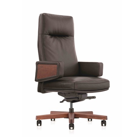 Classic Brown Leather Goose Down Office Chair A2119