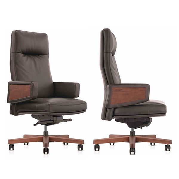 Classic Brown Leather Goose Down Office Chair A2119