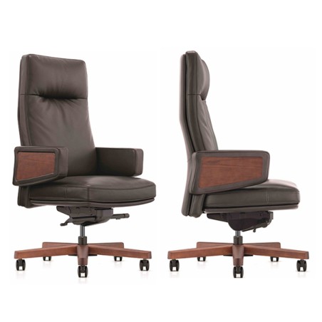 Classic Brown Leather Goose Down Office Chair A2119